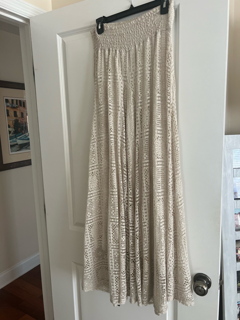 Boho Cream Crochet wide leg flowy pants